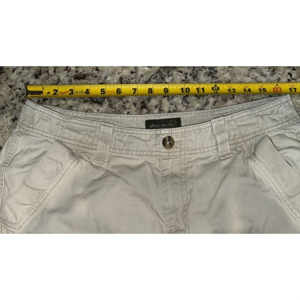 Eddie Bauer Men's Cargo Shorts Size 33 Beige Khaki 100% Cotton Canvas Outdoor